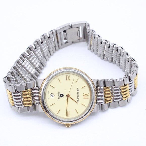 J.B Champion Watch Mens Silver Tone Stainless Steel Beige Dial Swiss Movt - Picture 5 of 8